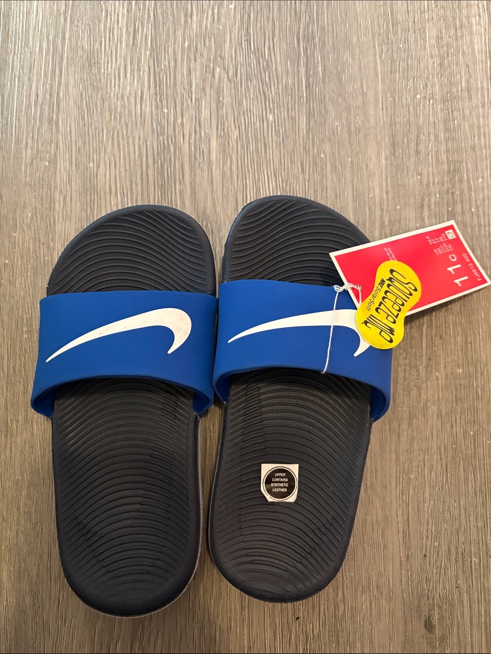 Kids Nike Kawa Slides Slipon Boys Girls Sandals Royal/White Thunder Blue New 11C - Picture 2 of 4